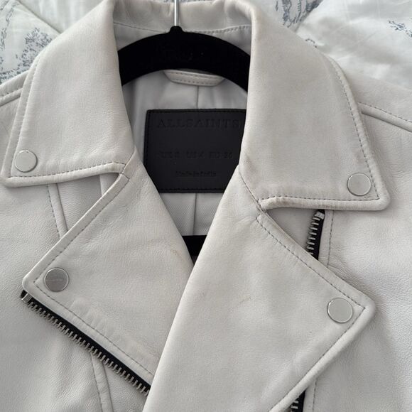 Allsaints Neko Leather Biker Jacket White size 4 - Picture 9 of 12